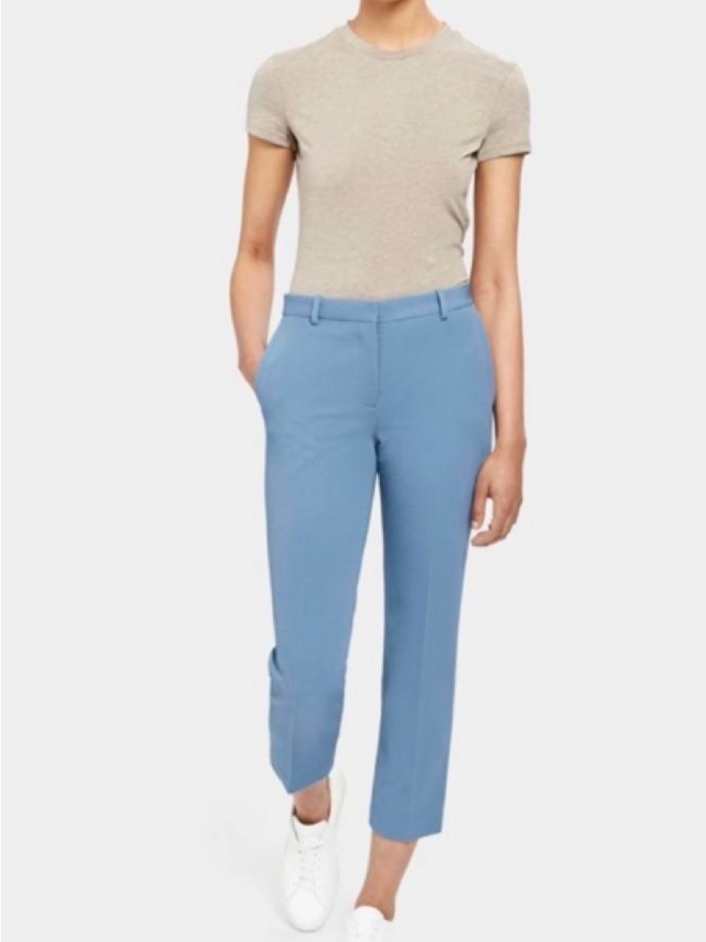 Theory Slim Cropped Pant Stretch C Union Knit Blue Trousers Size 6